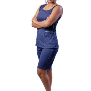 CONJUNTO EM HELANCA BERMUDA E BLUSA SEM MANGA