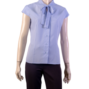 BLUSA SOCIAL EM MICROFIBRA MANGA CURTINHA FEMININA COM GOLA LAÇO