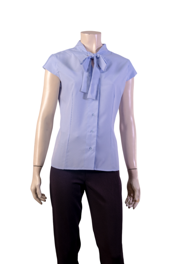 BLUSA SOCIAL EM MICROFIBRA MANGA CURTINHA FEMININA COM GOLA LAÇO