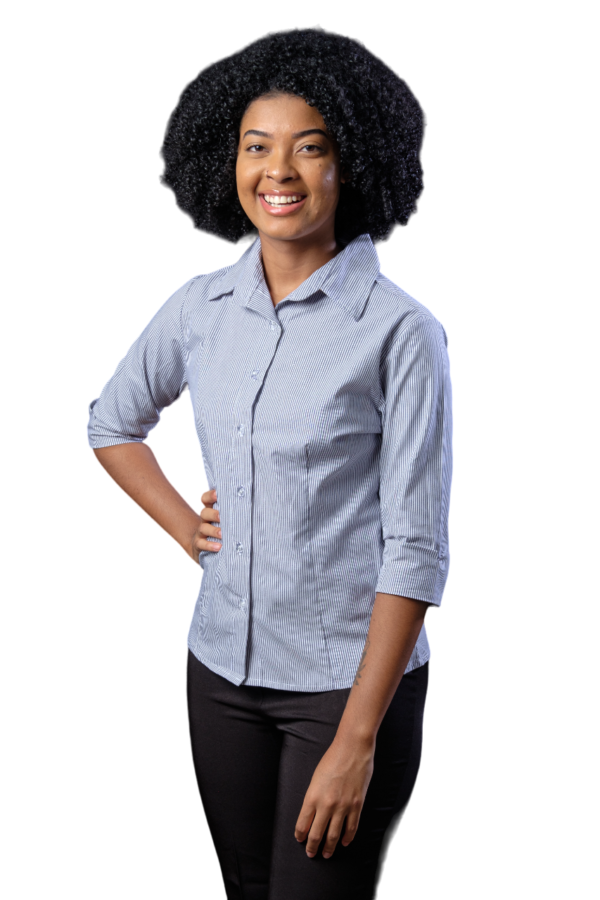 BLUSA SOCIAL FEMININA MANGA 3/4 EM TRICOLINE COM RISCA DE GIZ