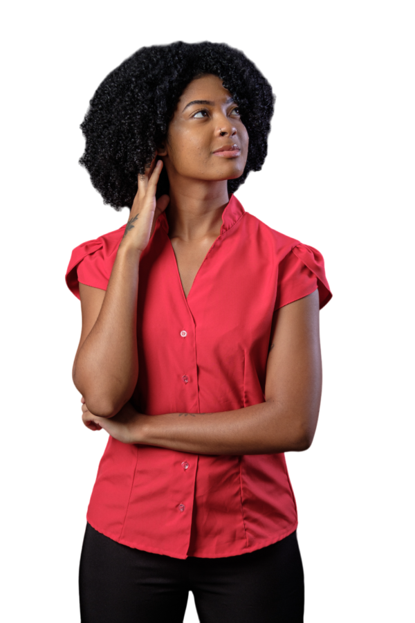 BLUSA SOCIAL FEMININA MANGA FOLHA EM MICROFIBRA