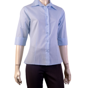 BLUSA SOCIAL FEMININA MANGA 3/4 EM CEDROFIL - Azul Claro