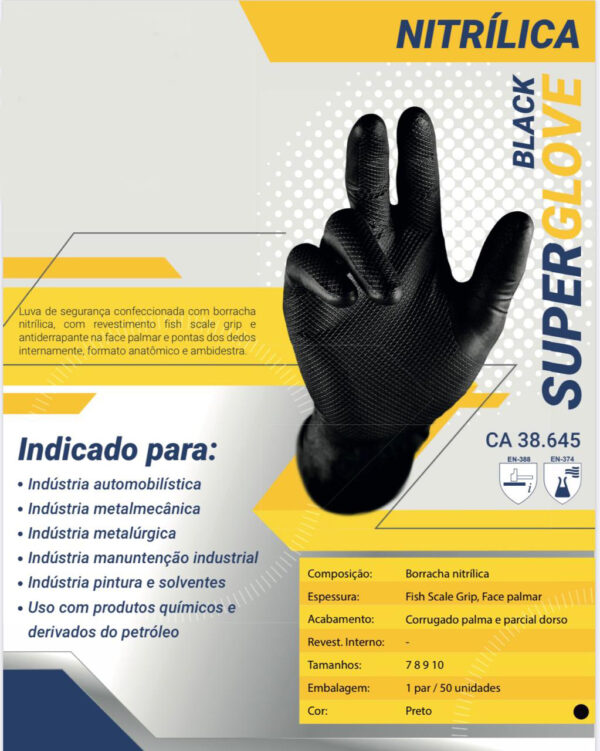 CAIXA  LUVA NITRILICA BLACK SUPER GLOVE