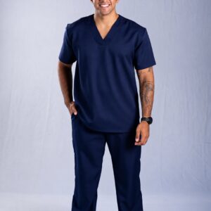 CONJUNTO EM OXFORD GOLA V AZUL MARINHO