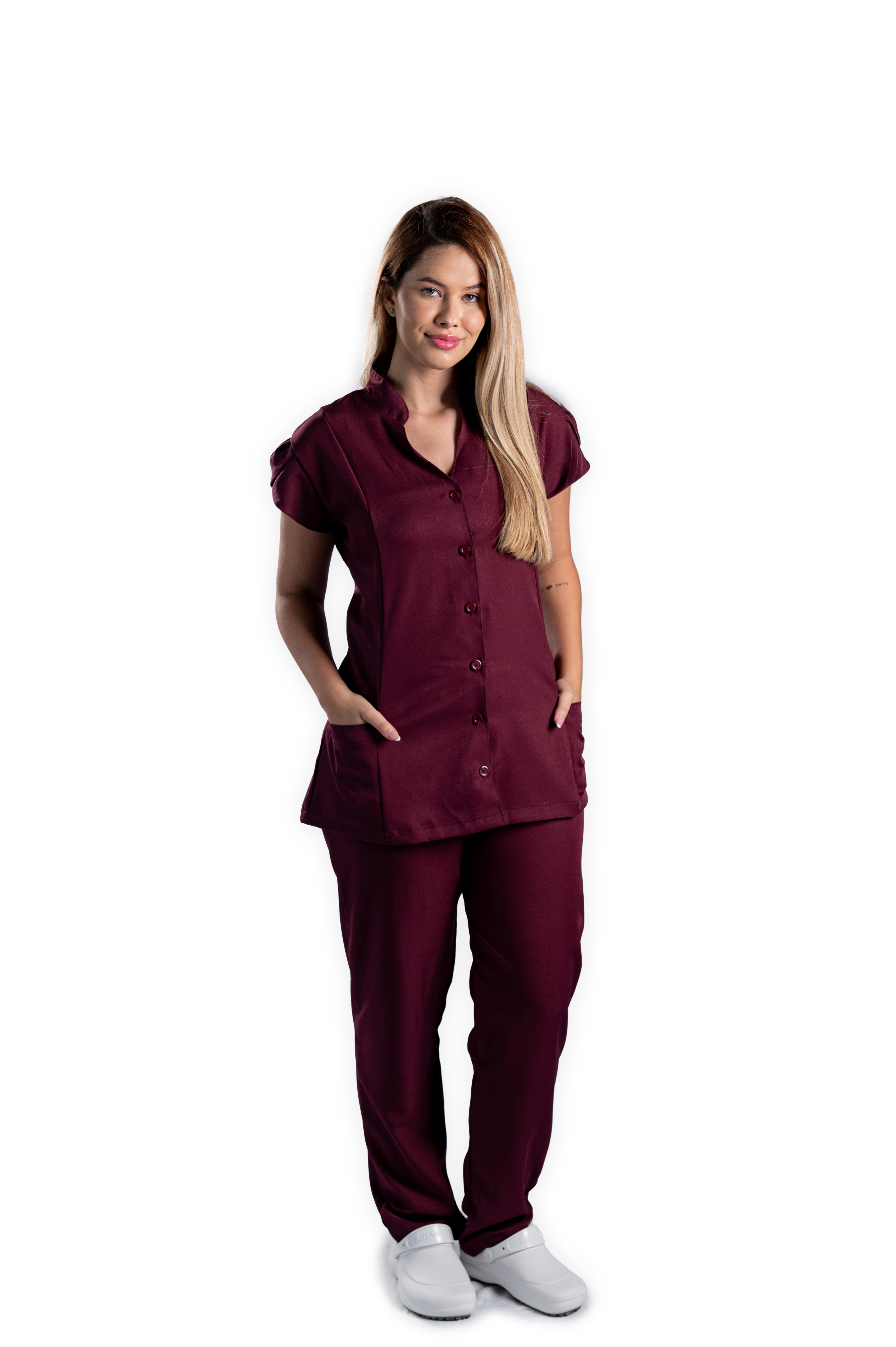 SCRUB FEMININO MANGA FOLHA EM GABARDINE